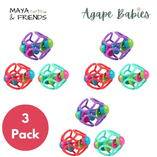 [3-Pack] Maya & Friends Teething Rattle (Assorted Colours)