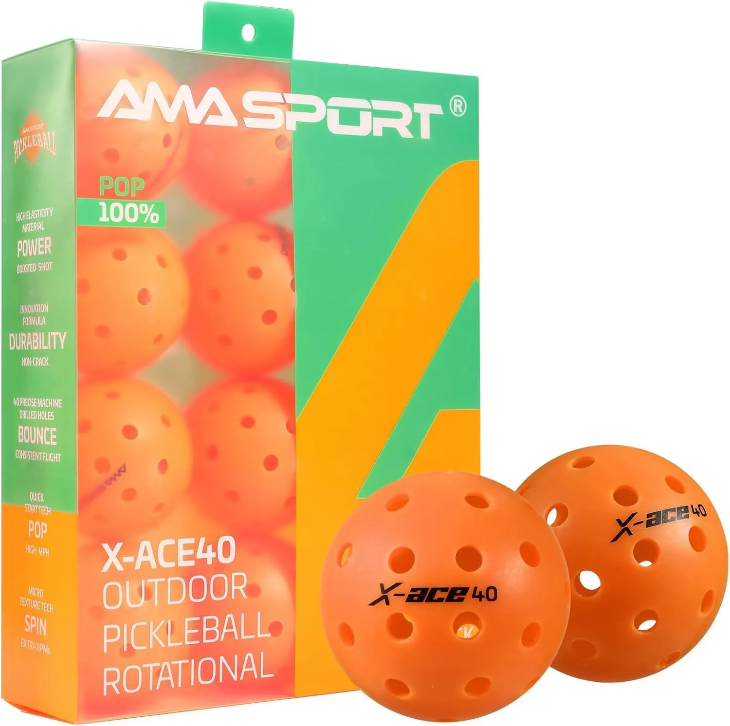 40 Hole Pickleballs Set Outdoor Pickleball Balls Rotational Lightweight USAPA Pickleball Ball