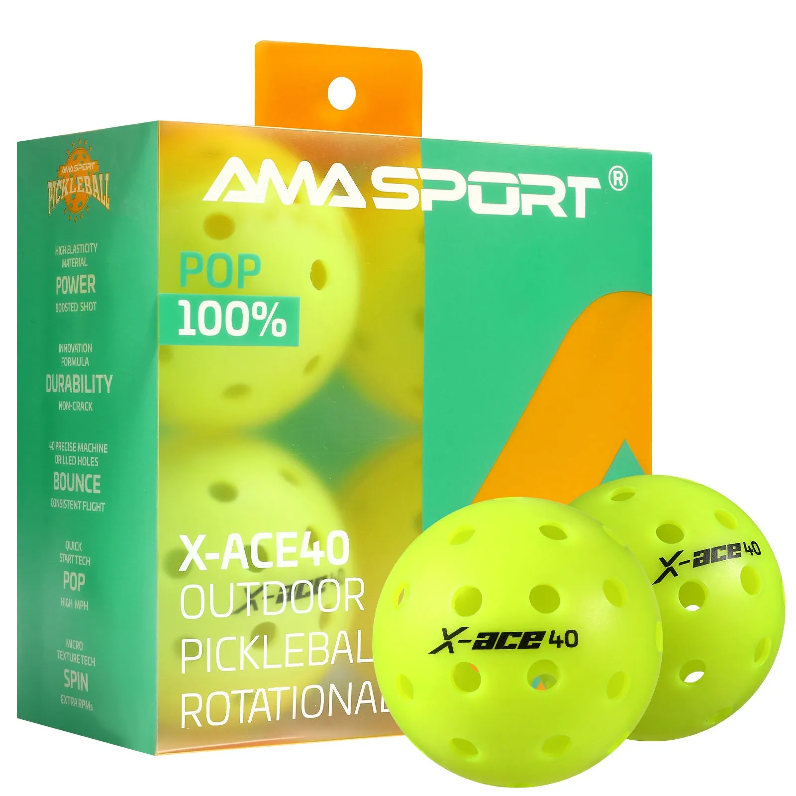 40 Hole Pickleballs Set Outdoor Pickleball Balls Rotational Lightweight USAPA Pickleball Ball