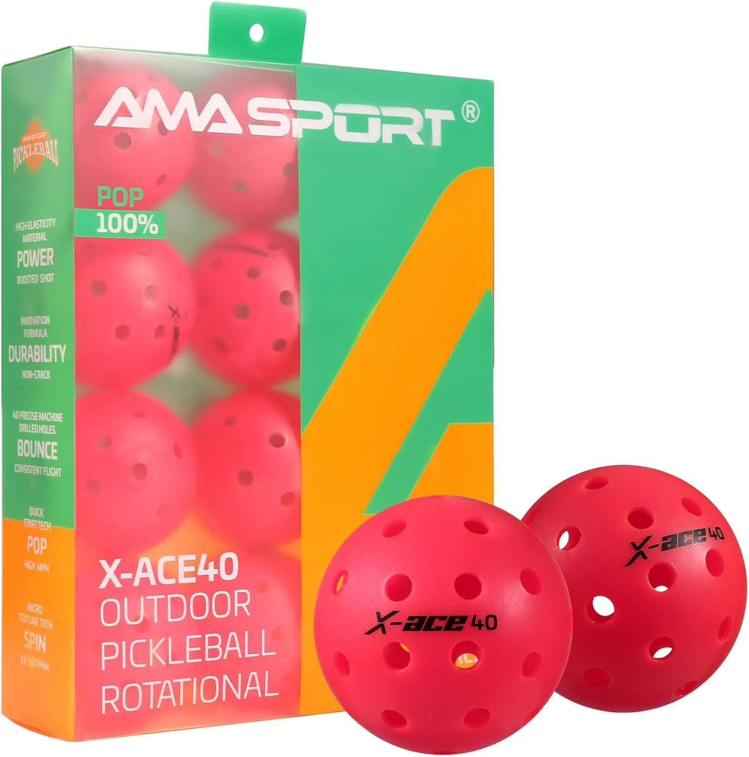 40 Hole Pickleballs Set Outdoor Pickleball Balls Rotational Lightweight USAPA Pickleball Ball