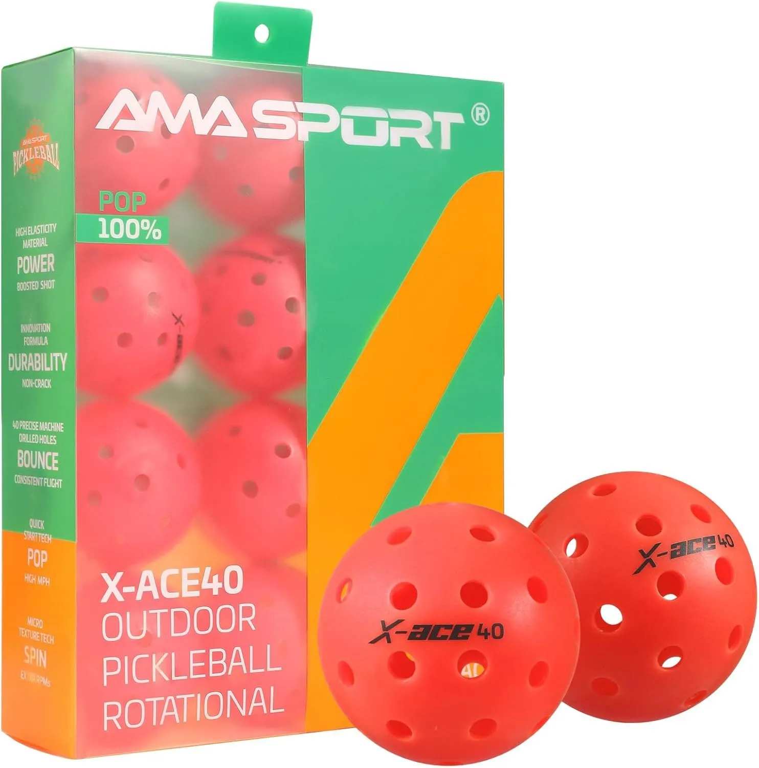 40 Hole Pickleballs Set Outdoor Pickleball Balls Rotational Lightweight USAPA Pickleball Ball