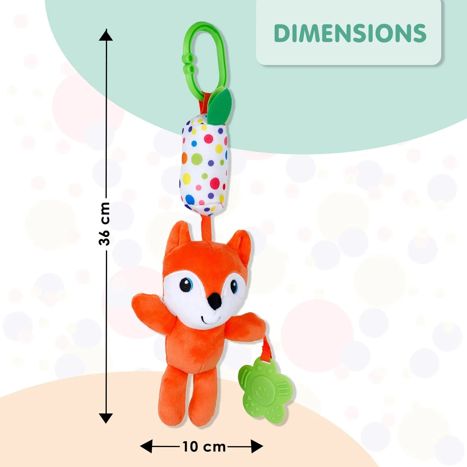 Baby Moo Fox Sensory Wind Chime Hanging Toy With Teether - Orange