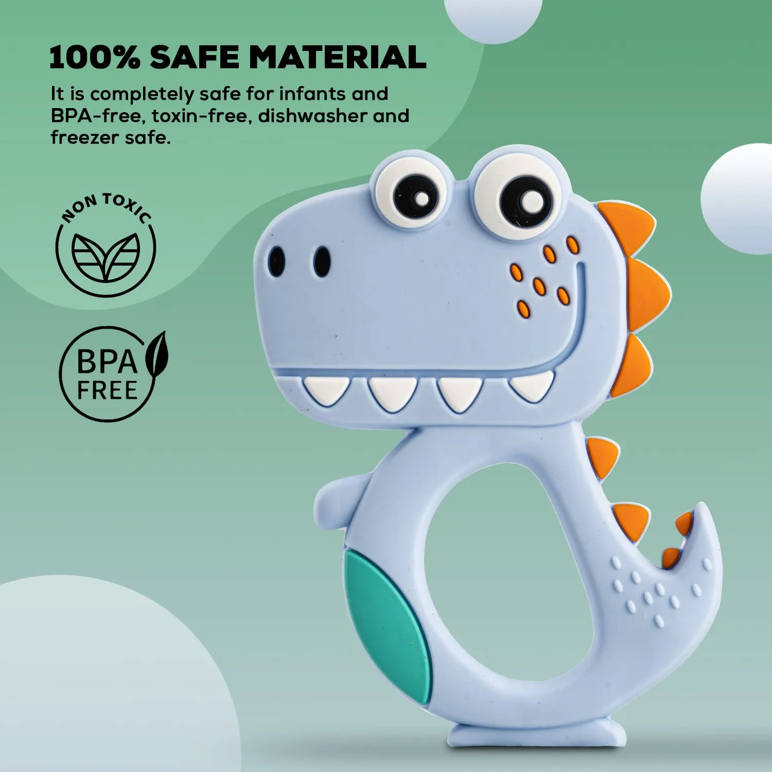 Baybee Dinosaur Silicone Teether for Baby, BPA Free 100% Food Grade Silicone Teether