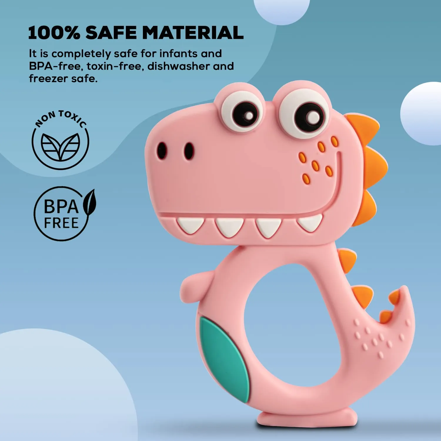 Baybee Dinosaur Silicone Teether for Baby, BPA Free 100% Food Grade Silicone Teether