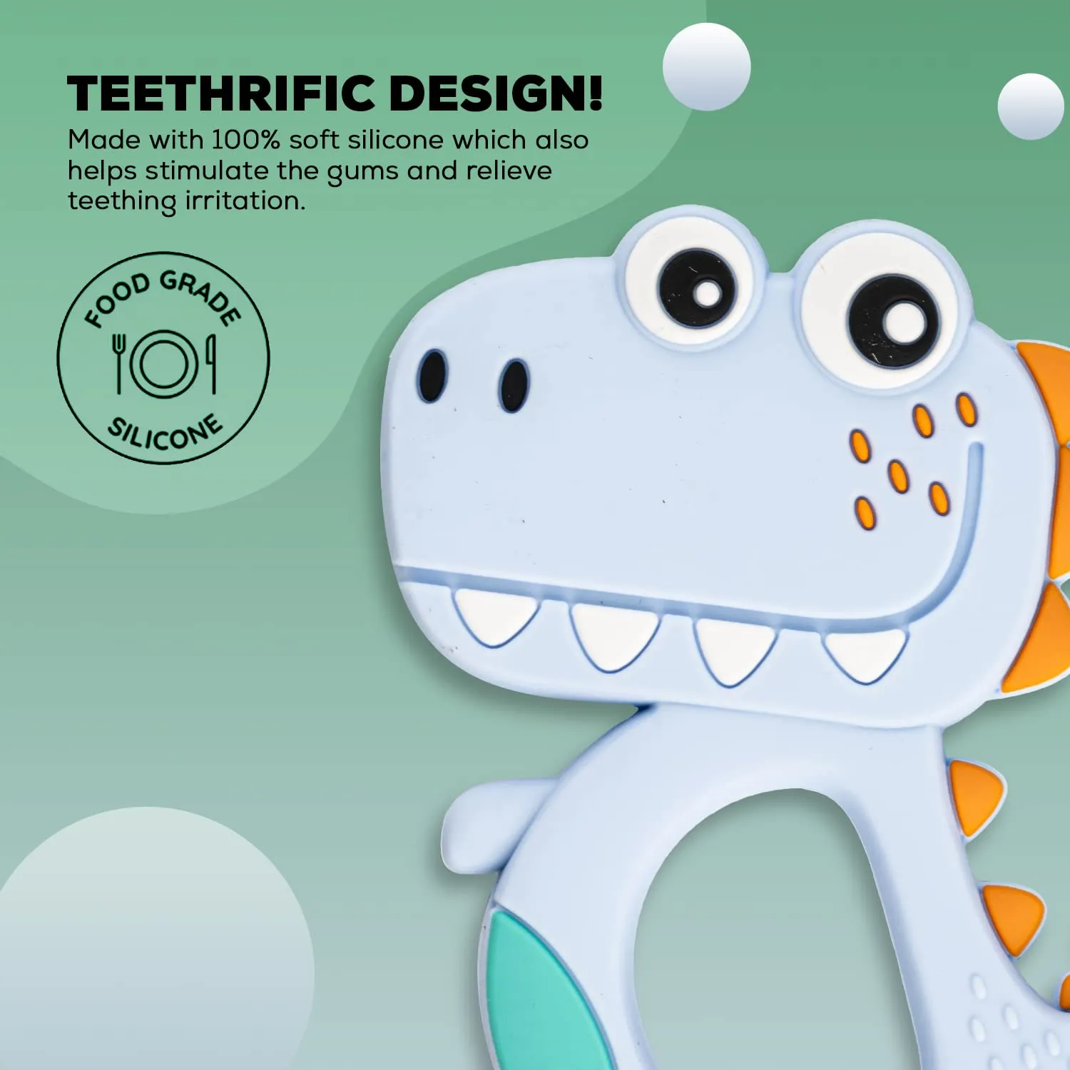 Baybee Dinosaur Silicone Teether for Baby, BPA Free 100% Food Grade Silicone Teether