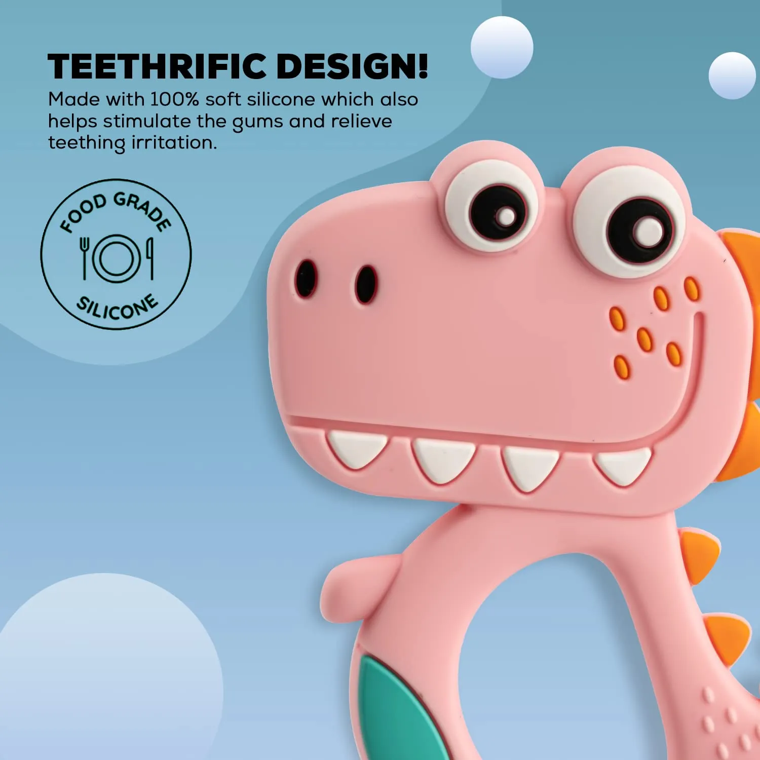 Baybee Dinosaur Silicone Teether for Baby, BPA Free 100% Food Grade Silicone Teether