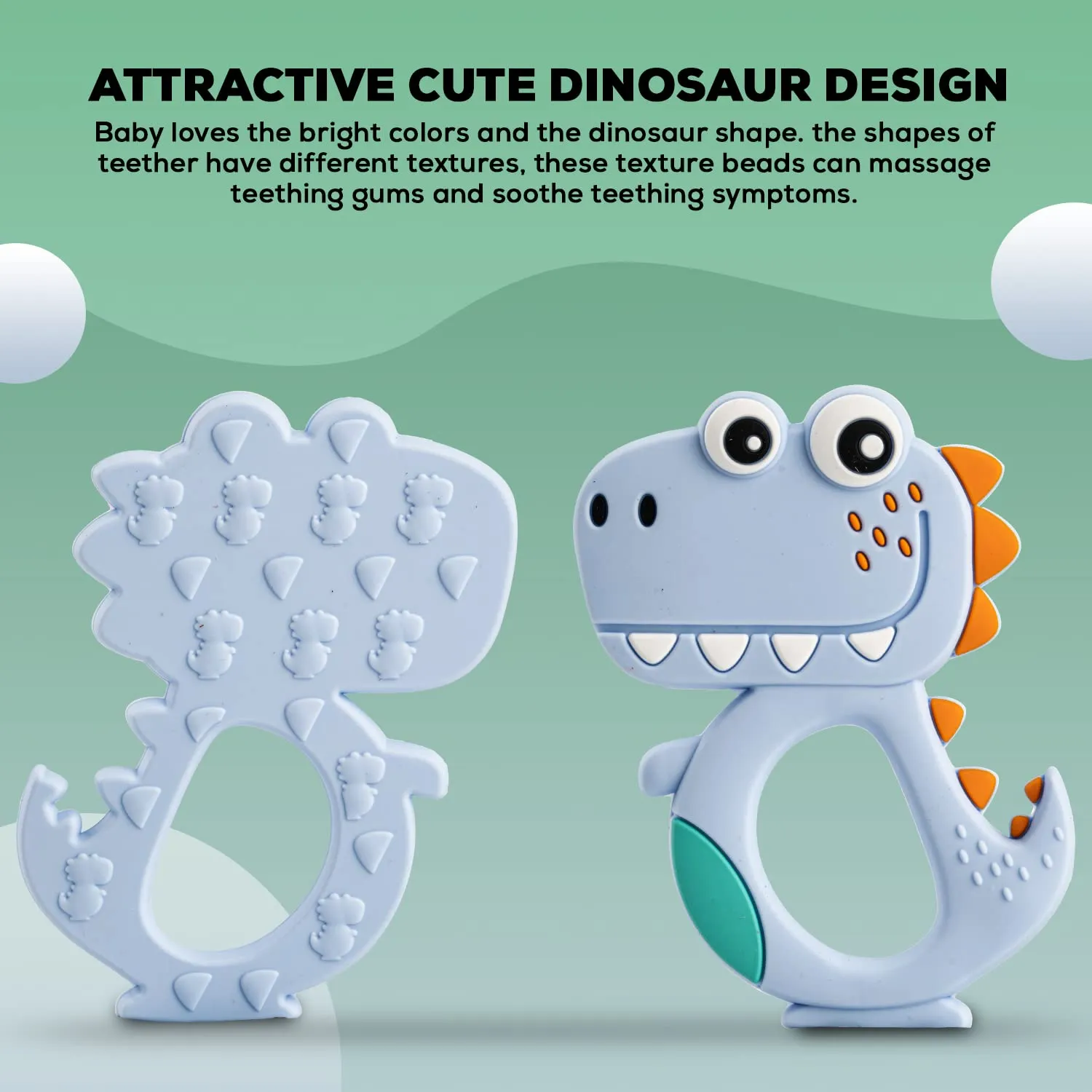 Baybee Dinosaur Silicone Teether for Baby, BPA Free 100% Food Grade Silicone Teether