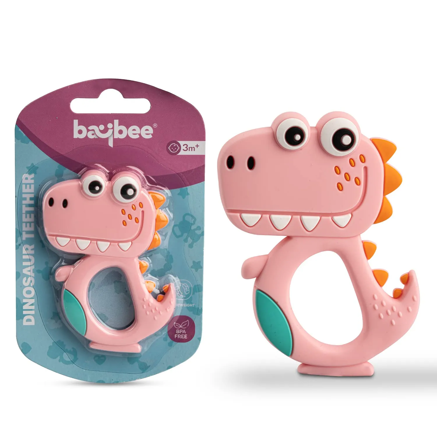 Baybee Dinosaur Silicone Teether for Baby, BPA Free 100% Food Grade Silicone Teether