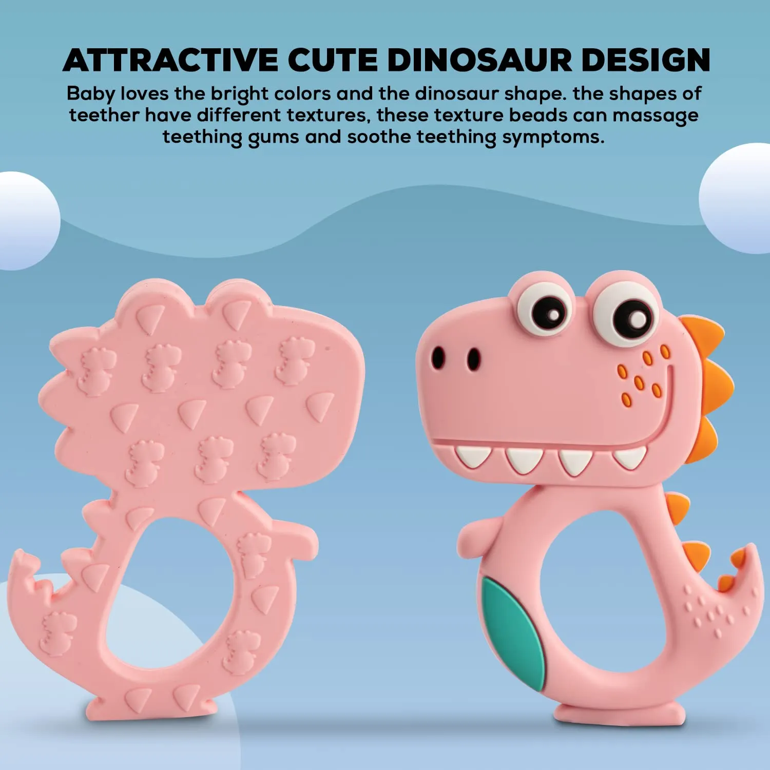 Baybee Dinosaur Silicone Teether for Baby, BPA Free 100% Food Grade Silicone Teether