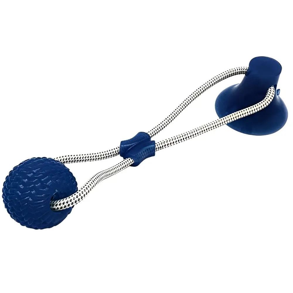 Black & Decker Suction Thermo Plastic Rubber Ball Rope Pull Toy for Dogs (Ocean Blue)