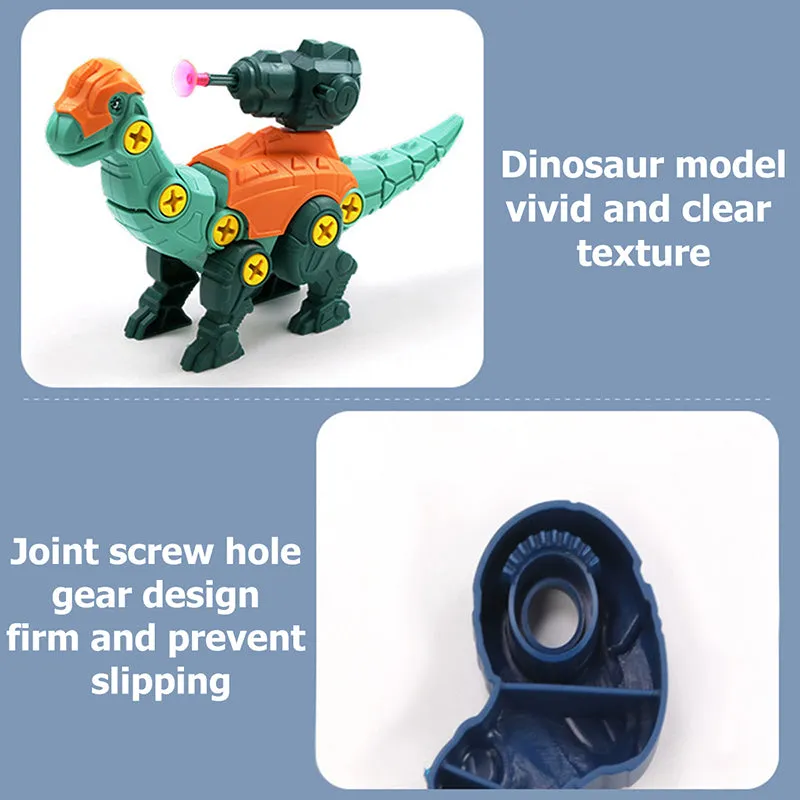 Children DIY Removable Assembly Electric Drill Screw Dinosaur Toy Model