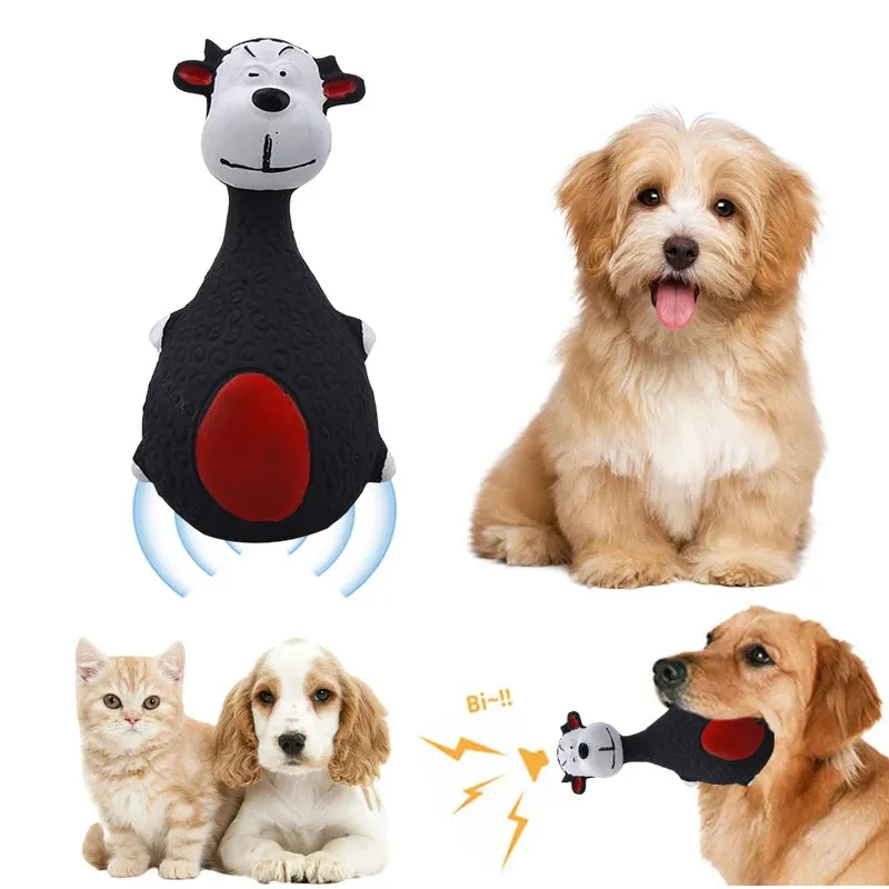 Dog Latex Toys | Sound Squeaky Elephant and Cow Animal Chew Toys | Bite Resistant Rubber Vocal Toys for Small and Large Dogs | Interactive Pet Toys