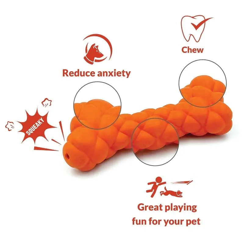 Goofy Tails Non Toxic Rubber Squeaky Bone Toy for Dogs