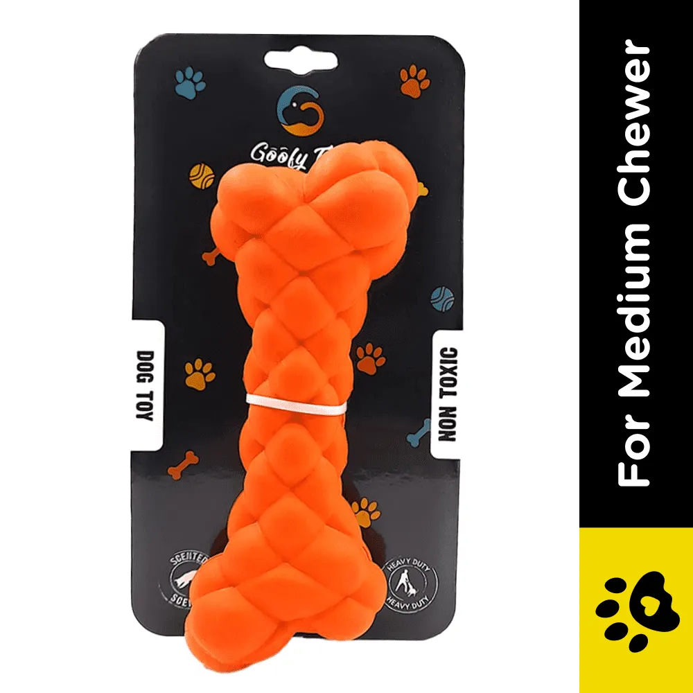 Goofy Tails Non Toxic Rubber Squeaky Bone Toy for Dogs