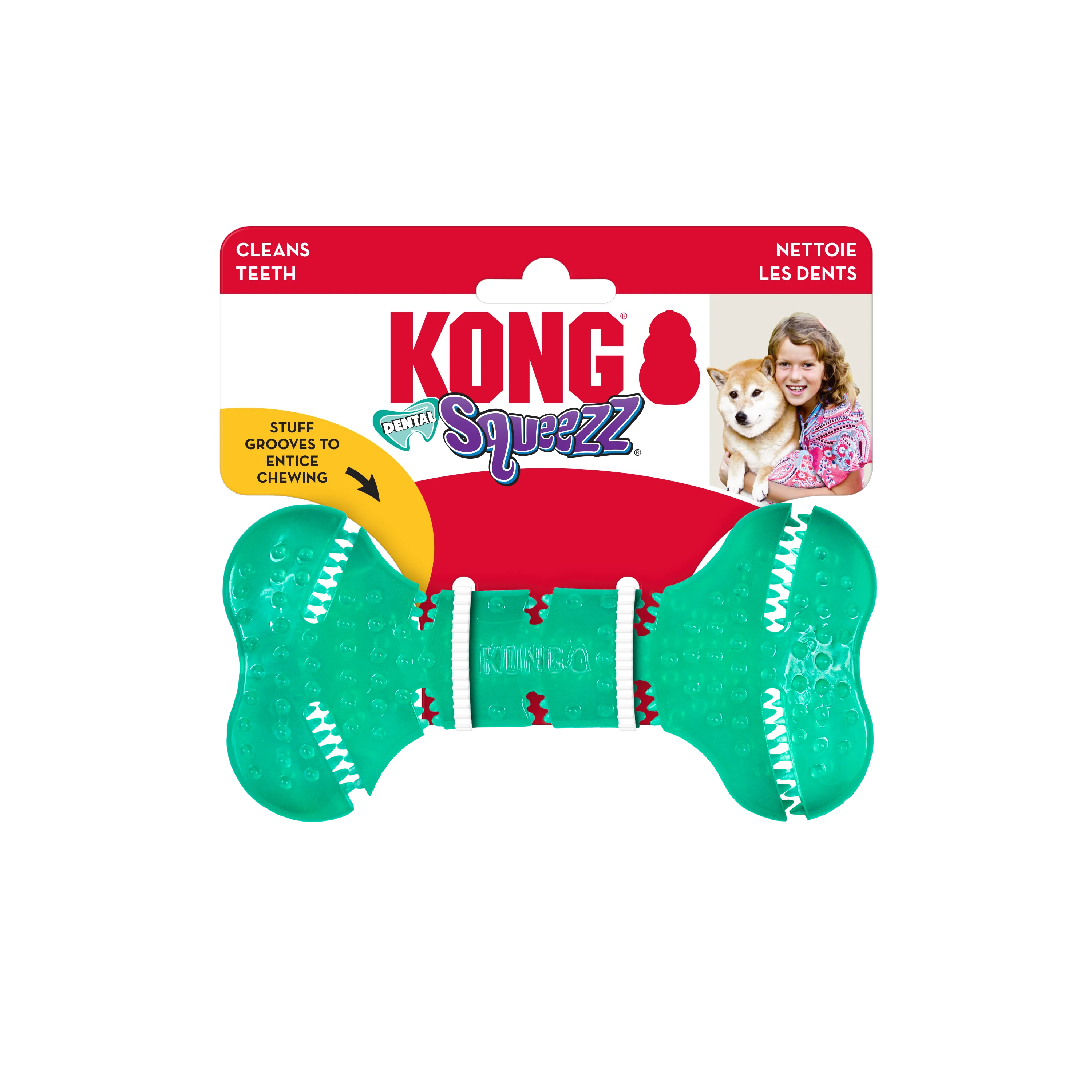 Kong Medium Squeezz Dental Bone, Dog Toy