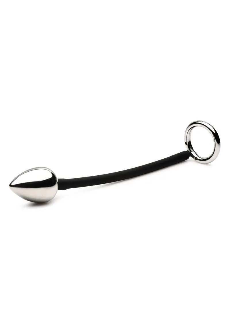 Master Series Tug   Plug Aluminum Cock and Ball Ring with Anal Plug