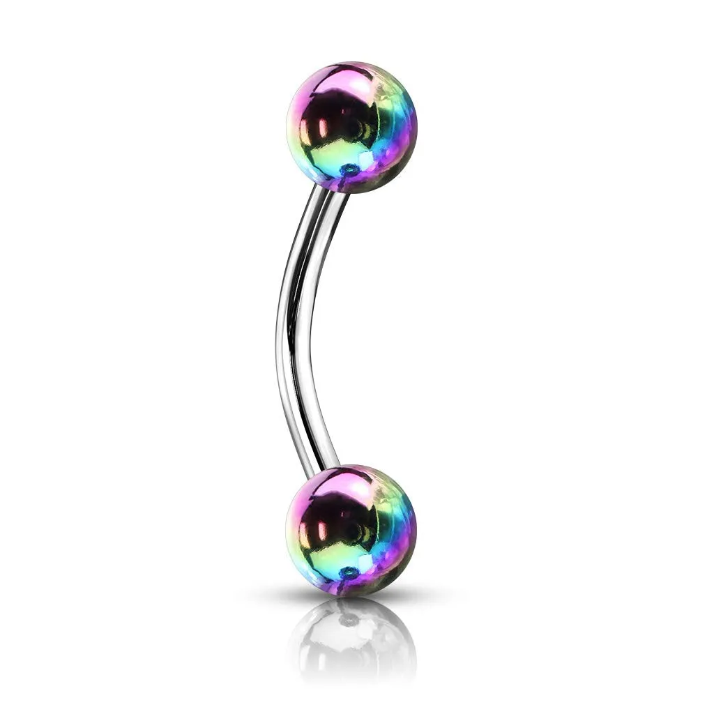 Metallic AB Coating Balls Over 316L Surgical Steel WildKlass Curved Barbells for Eyebrow, Daith and More