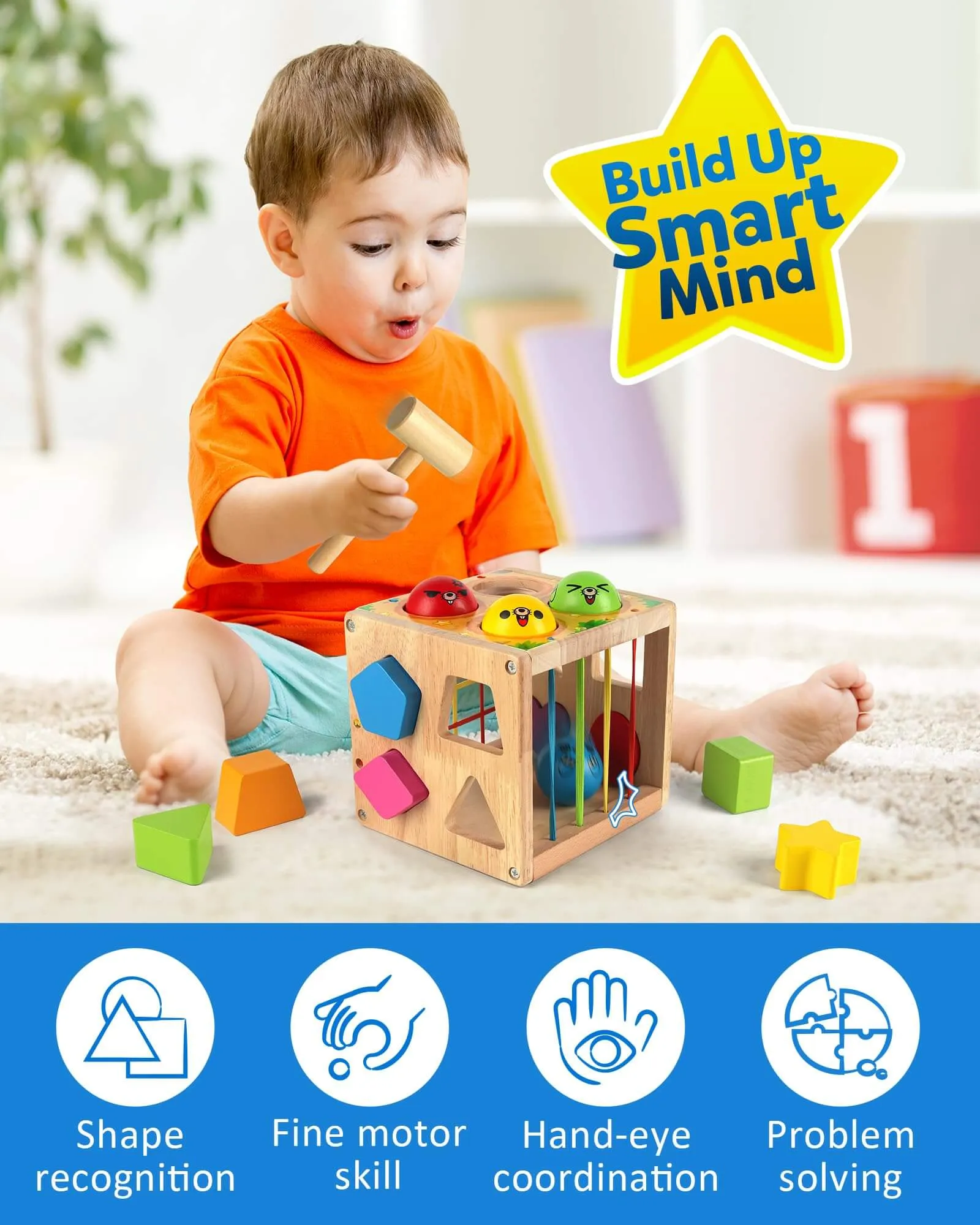 Mole Sorter Cube  Wooden Shape Sorter