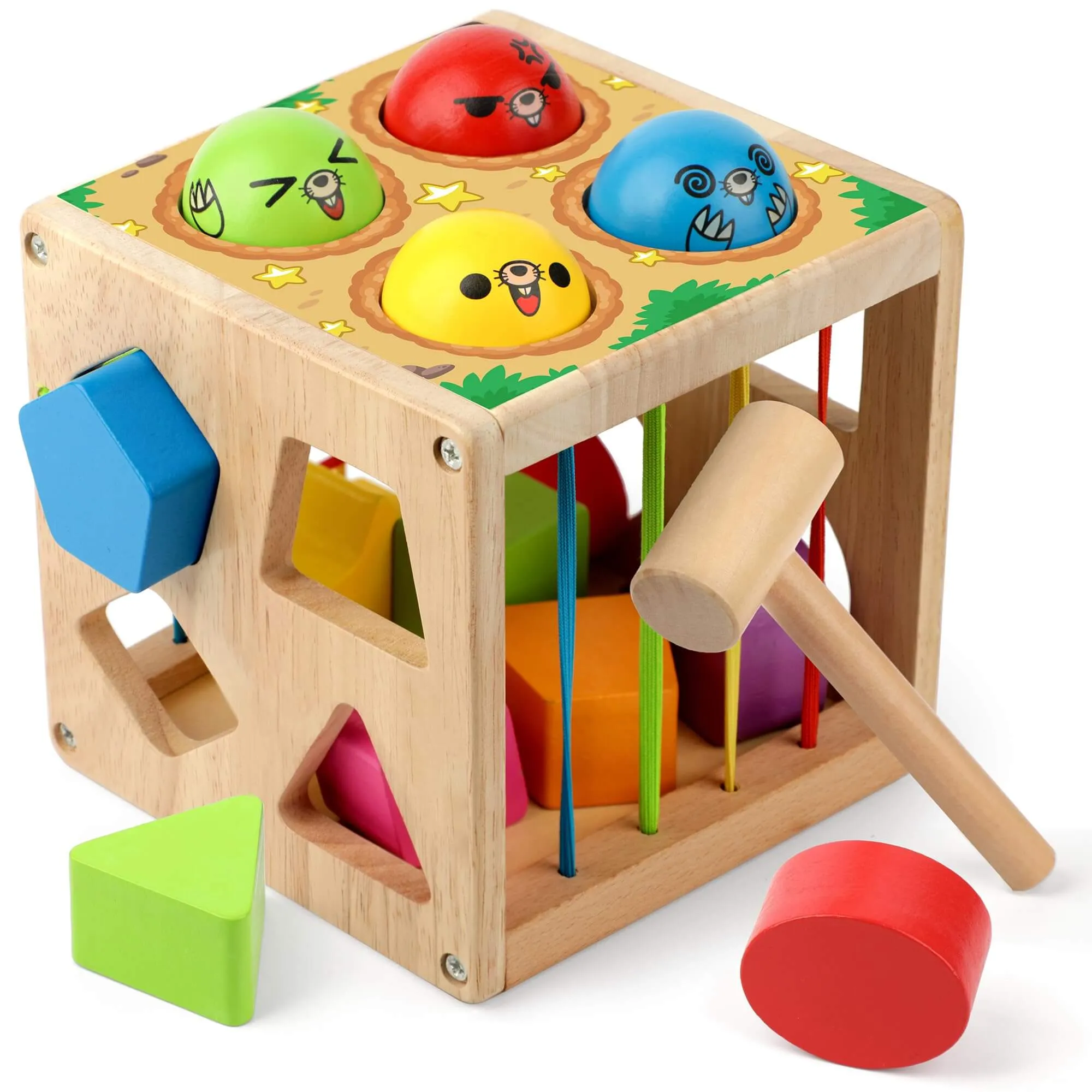 Mole Sorter Cube  Wooden Shape Sorter