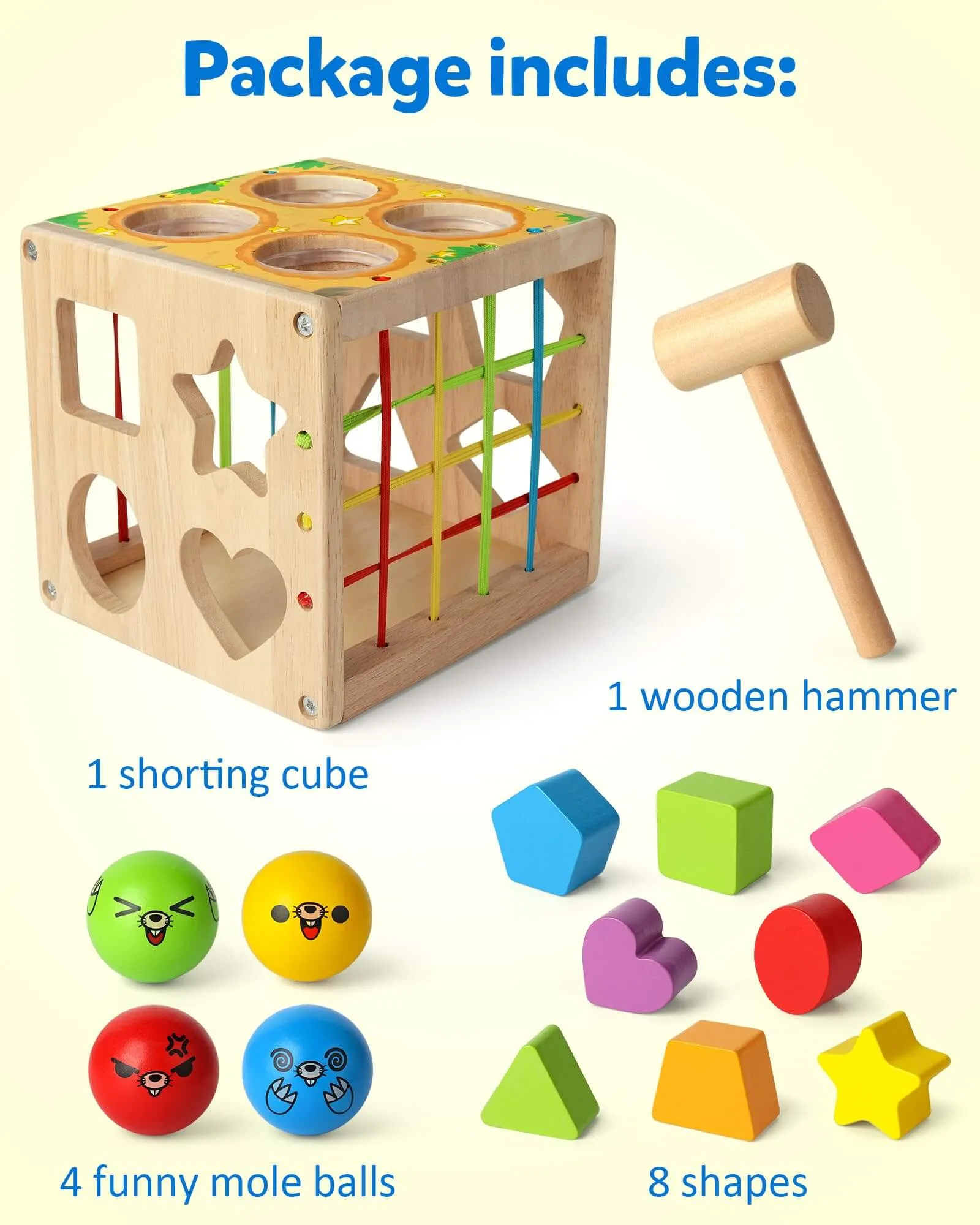 Mole Sorter Cube  Wooden Shape Sorter