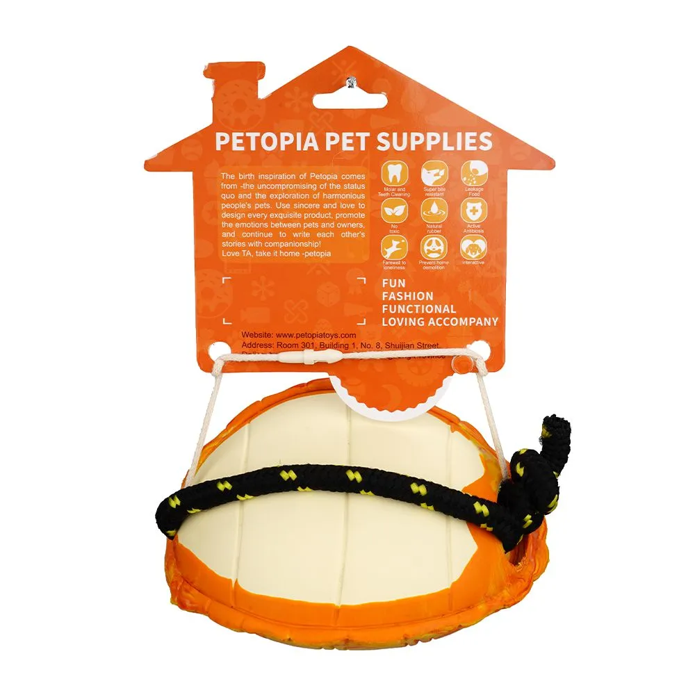 Petopia Tough Titan Turtle with Rope Large Rubber Dog Toy Assorted Colours^^^