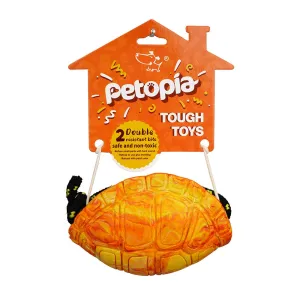 Petopia Tough Titan Turtle with Rope Large Rubber Dog Toy Assorted Colours^^^