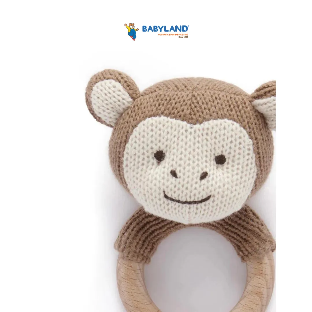 Purebaby - Organic Knitted Monkey Rattle Coconut (0m )