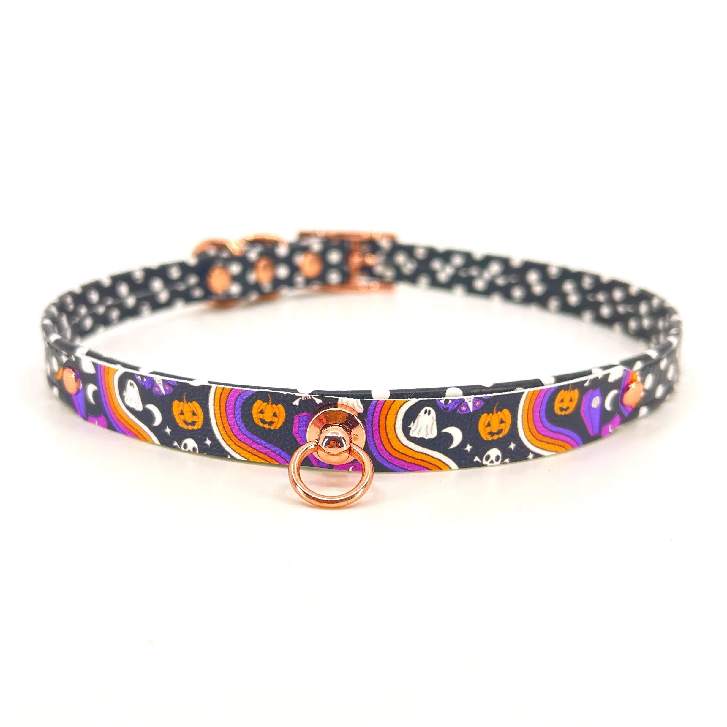 Retrowave Halloween Polka Dot Petite BDSM Collar