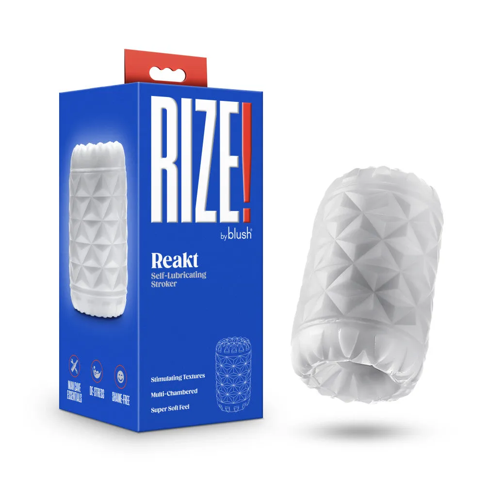 Rize! By Blush® | Reakt Self-Lubricating Pocket Stroker - Made With Ultra Soft X5® Plus - 3 Erotic Chambers - White