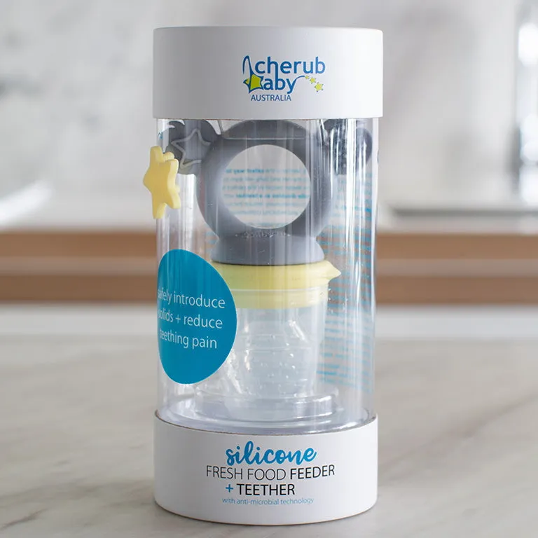 Silicone Feeder & Teether - Lemon Grey