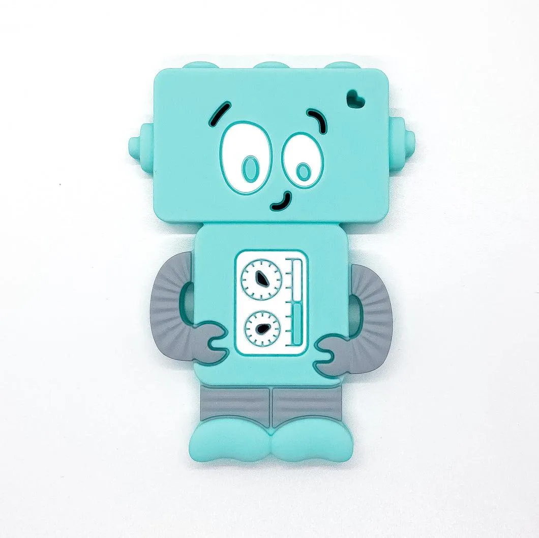 Silicone Teether | Blue Mr. Robot | Baby Boos