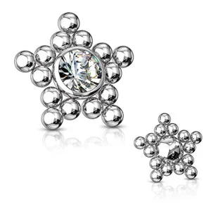 WildKlass CZ Center Ball Clusters Star Internally Threaded 316L Surgical Steel Dermal Top